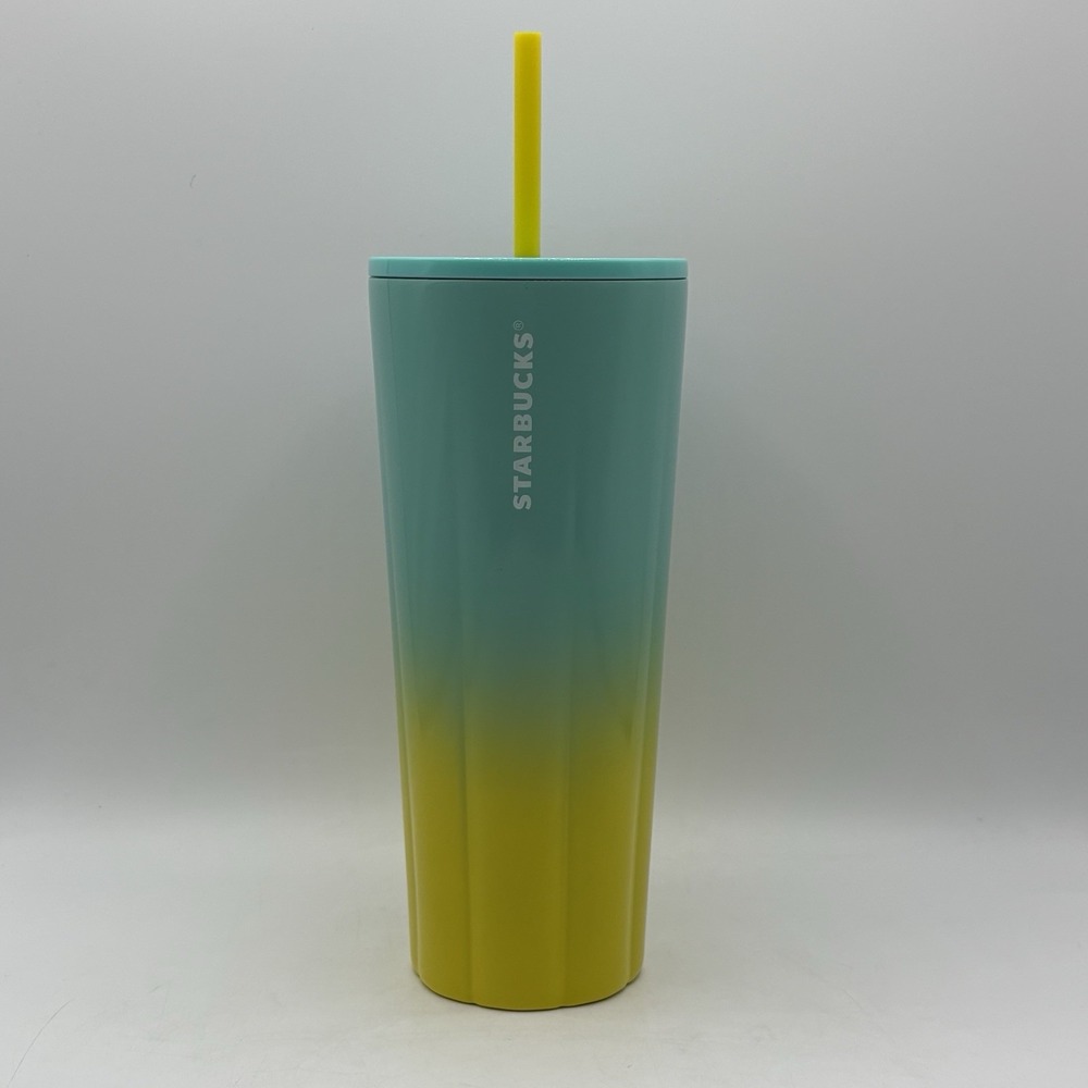 Starbucks Summer 2021 Blue to Yellow Ombre Stainless Steel 24oz Venti Tumbler